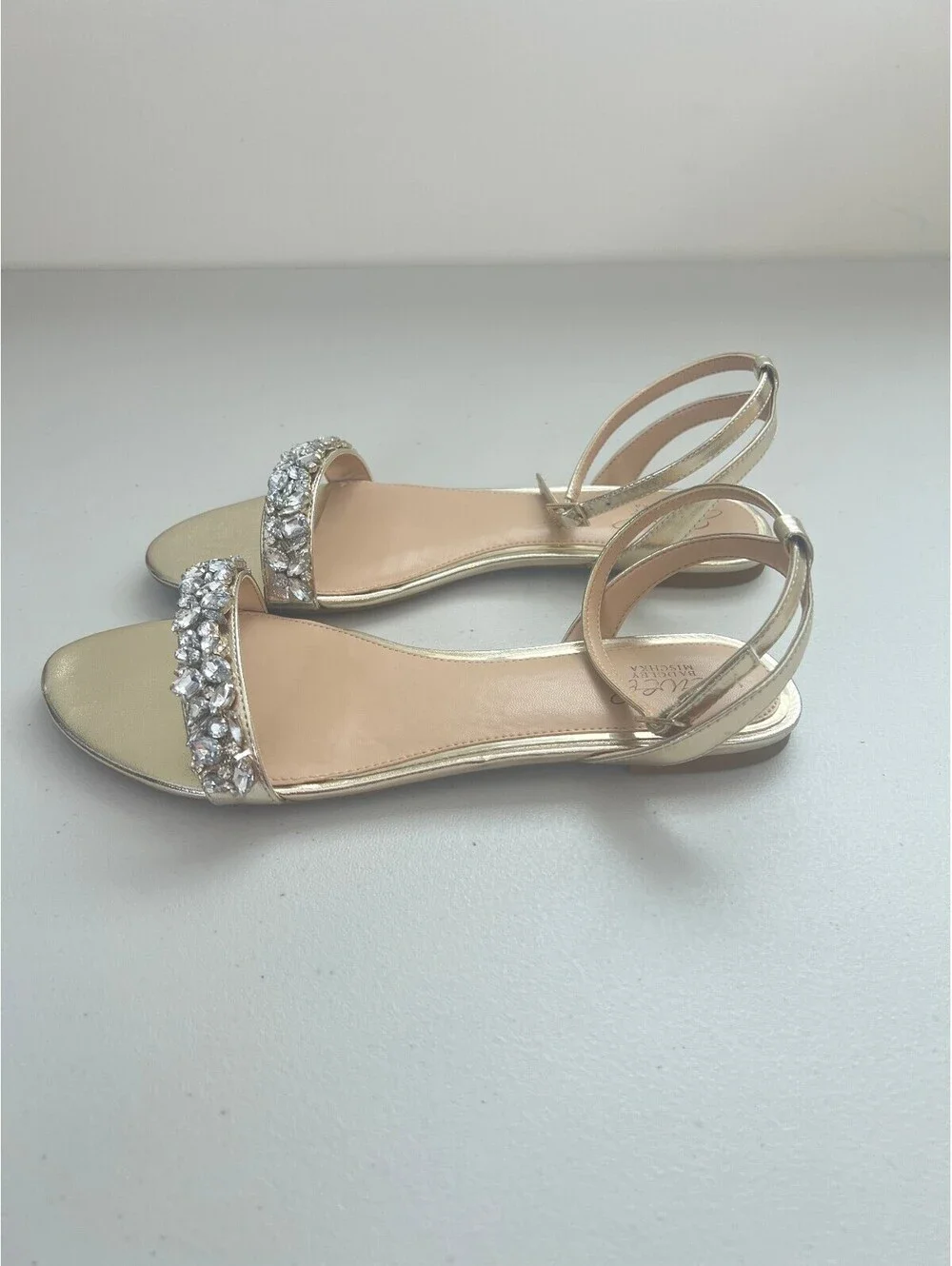 Jewel Badgley Mischka Giona Embellished Evening Sandals Gold Metallic Size, 8.5